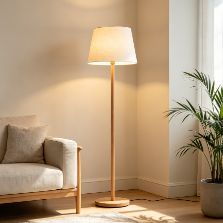 Scandinavian Style Fabric Shade Floor Lamp Light