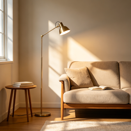 Adjustable Reading Head Floor Standing Lamp